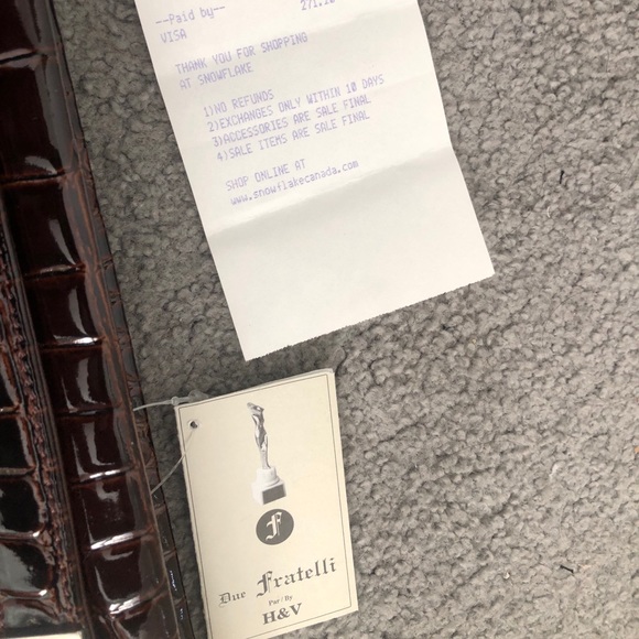 New CDN Fratelli brown croc patent leather bag CAD - Picture 6 of 11